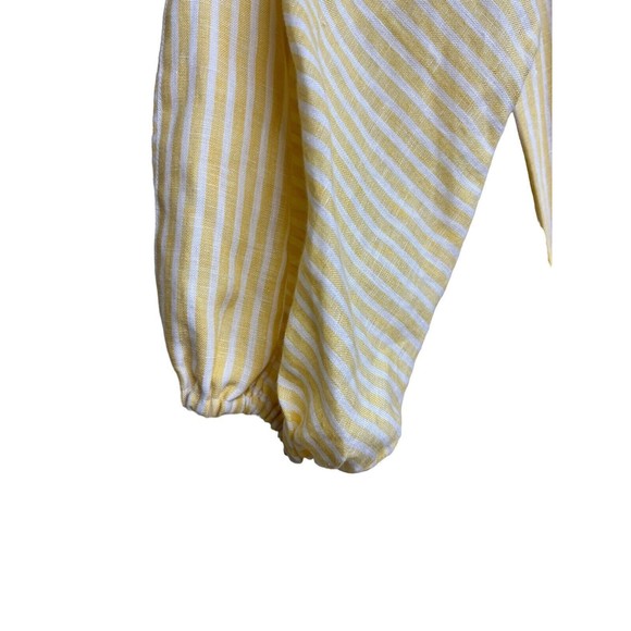 Tory Burch Linen Maxi Dress Yellow/ White Stripe Caftan Women’s Size Large - Picture 7 of 12